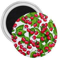 Cherry Leaf Fruit Summer 3  Magnets by Mariart