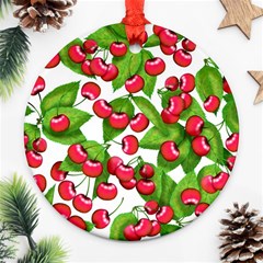 Cherry Leaf Fruit Summer Ornament (Round)