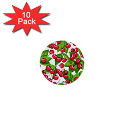 Cherry Leaf Fruit Summer 1  Mini Buttons (10 Pack)  by Mariart