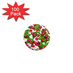 Cherry Leaf Fruit Summer 1  Mini Magnets (100 Pack)  by Mariart