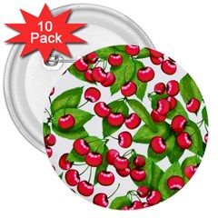 Cherry Leaf Fruit Summer 3  Buttons (10 pack) 