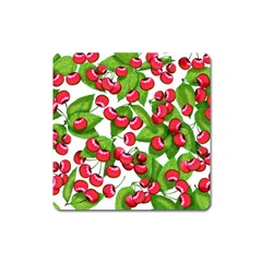 Cherry Leaf Fruit Summer Square Magnet