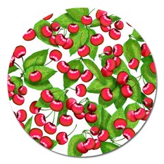 Cherry Leaf Fruit Summer Magnet 5  (Round)