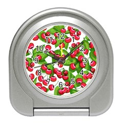 Cherry Leaf Fruit Summer Travel Alarm Clock by Mariart