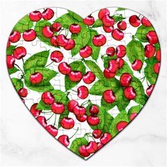 Cherry Leaf Fruit Summer Jigsaw Puzzle (Heart)