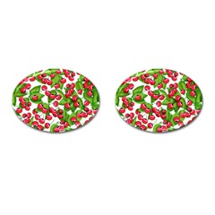 Cherry Leaf Fruit Summer Cufflinks (oval) by Mariart