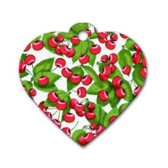 Cherry Leaf Fruit Summer Dog Tag Heart (One Side)