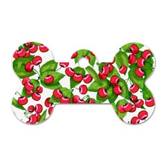 Cherry Leaf Fruit Summer Dog Tag Bone (One Side)