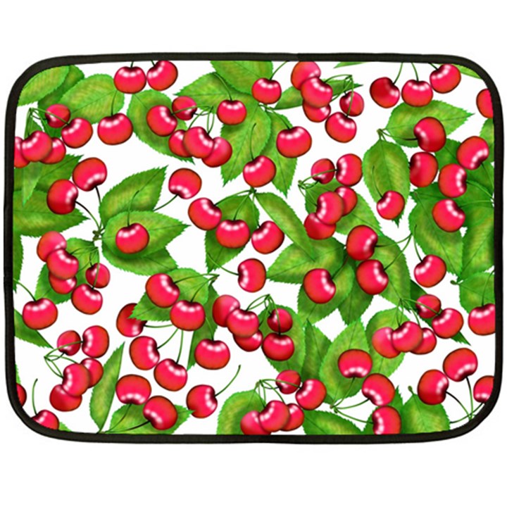 Cherry Leaf Fruit Summer Double Sided Fleece Blanket (Mini) 