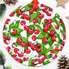 Cherry Leaf Fruit Summer Ornament (Round Filigree)