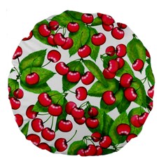 Cherry Leaf Fruit Summer Large 18  Premium Round Cushions