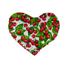 Cherry Leaf Fruit Summer Standard 16  Premium Heart Shape Cushions