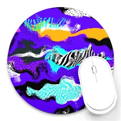 Paint On A Purple Background                                Round Mousepad by LalyLauraFLM