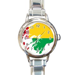 Guinea Bissau Flag Map Geography Round Italian Charm Watch by Sapixe