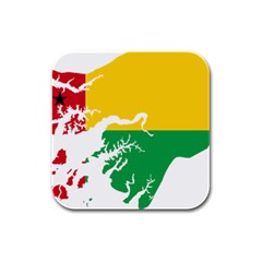 Guinea Bissau Flag Map Geography Rubber Square Coaster (4 Pack)  by Sapixe