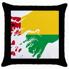 Guinea Bissau Flag Map Geography Throw Pillow Case (black) by Sapixe