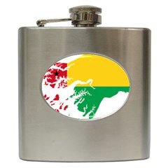 Guinea Bissau Flag Map Geography Hip Flask (6 Oz) by Sapixe