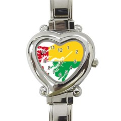 Guinea Bissau Flag Map Geography Heart Italian Charm Watch by Sapixe