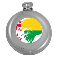 Guinea Bissau Flag Map Geography Round Hip Flask (5 Oz) by Sapixe