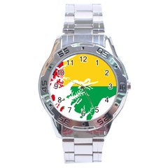 Guinea Bissau Flag Map Geography Stainless Steel Analogue Watch by Sapixe