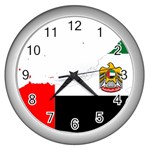 Borders Country Flag Geography Map Wall Clock (Silver) Front