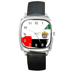 Borders Country Flag Geography Map Square Metal Watch by Sapixe