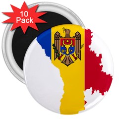 Moldova Country Europe Flag 3  Magnets (10 Pack)  by Sapixe