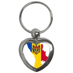 Moldova Country Europe Flag Key Chain (heart) by Sapixe