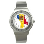 Moldova Country Europe Flag Stainless Steel Watch Front