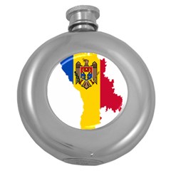 Moldova Country Europe Flag Round Hip Flask (5 Oz) by Sapixe