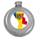 Moldova Country Europe Flag Round Hip Flask (5 oz) Front