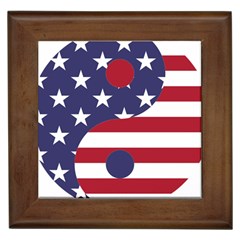 Yang Yin America Flag Abstract Framed Tile by Sapixe