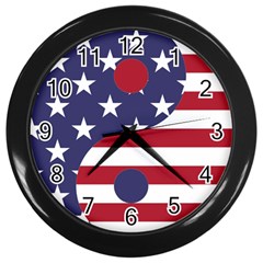 Yang Yin America Flag Abstract Wall Clock (black) by Sapixe