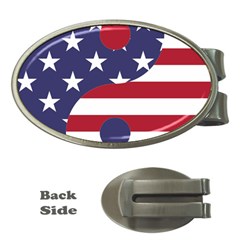 Yang Yin America Flag Abstract Money Clips (oval)  by Sapixe