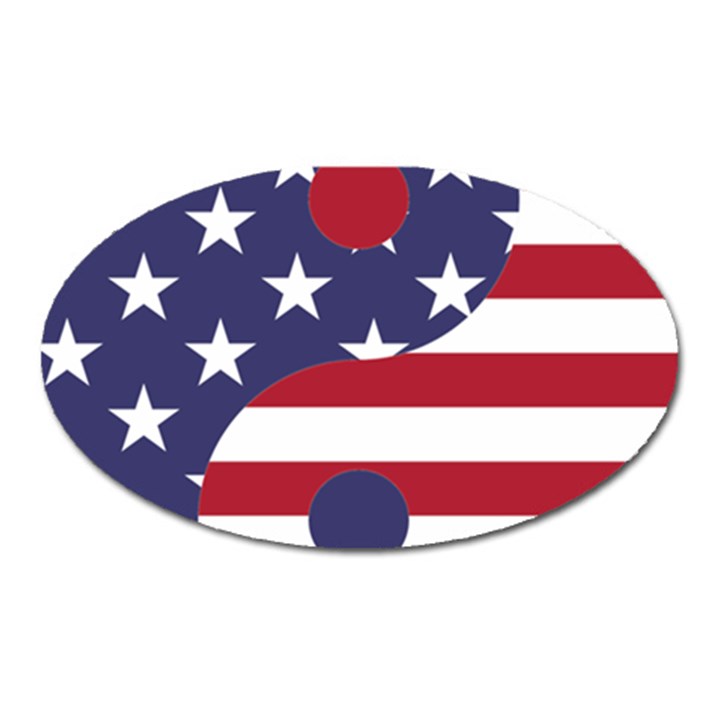 Yang Yin America Flag Abstract Oval Magnet