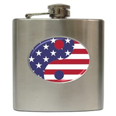 Yang Yin America Flag Abstract Hip Flask (6 Oz) by Sapixe