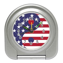 Yang Yin America Flag Abstract Travel Alarm Clock by Sapixe