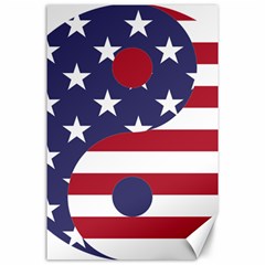 Yang Yin America Flag Abstract Canvas 24  X 36  by Sapixe