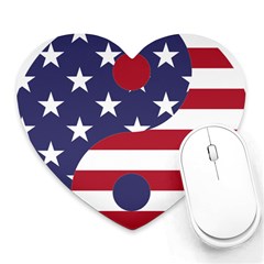 Yang Yin America Flag Abstract Heart Mousepads by Sapixe