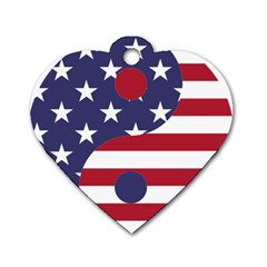 Yang Yin America Flag Abstract Dog Tag Heart (one Side) by Sapixe