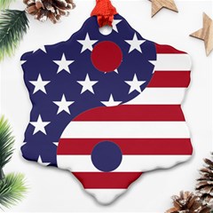 Yang Yin America Flag Abstract Snowflake Ornament (two Sides) by Sapixe