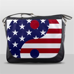 Yang Yin America Flag Abstract Messenger Bag by Sapixe