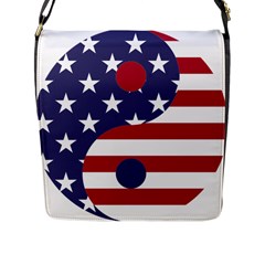 Yang Yin America Flag Abstract Flap Closure Messenger Bag (l) by Sapixe