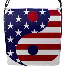 Yang Yin America Flag Abstract Flap Closure Messenger Bag (s) by Sapixe