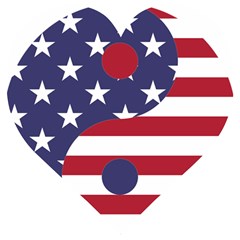 Yang Yin America Flag Abstract Wooden Puzzle Heart