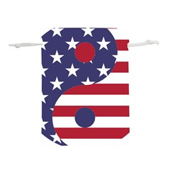 Yang Yin America Flag Abstract Lightweight Drawstring Pouch (l) by Sapixe