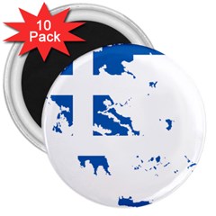 Greece Country Europe Flag Borders 3  Magnets (10 Pack)  by Sapixe