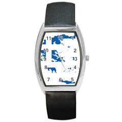 Greece Country Europe Flag Borders Barrel Style Metal Watch by Sapixe