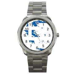 Greece Country Europe Flag Borders Sport Metal Watch by Sapixe