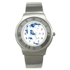 Greece Country Europe Flag Borders Stainless Steel Watch by Sapixe